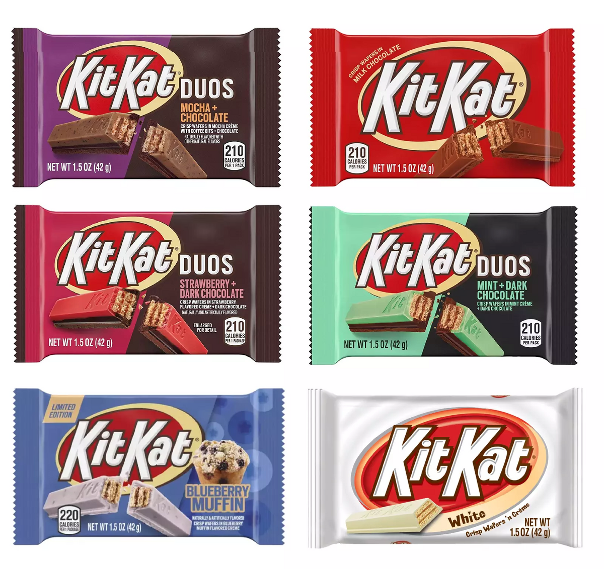 Hershey's KitKat, Variety Assortment Mix Bundle, 6 Pack - (1 Bar Per Flavor)
