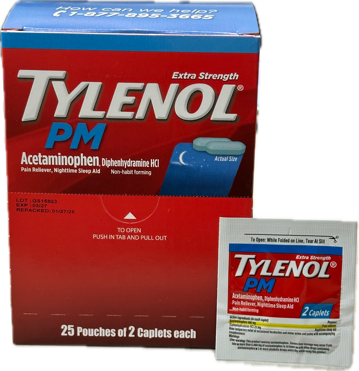 Tylenol PM Extra Strength (Box of 25 Pouches) Buy It at www.UsaCandyWholesale.Com